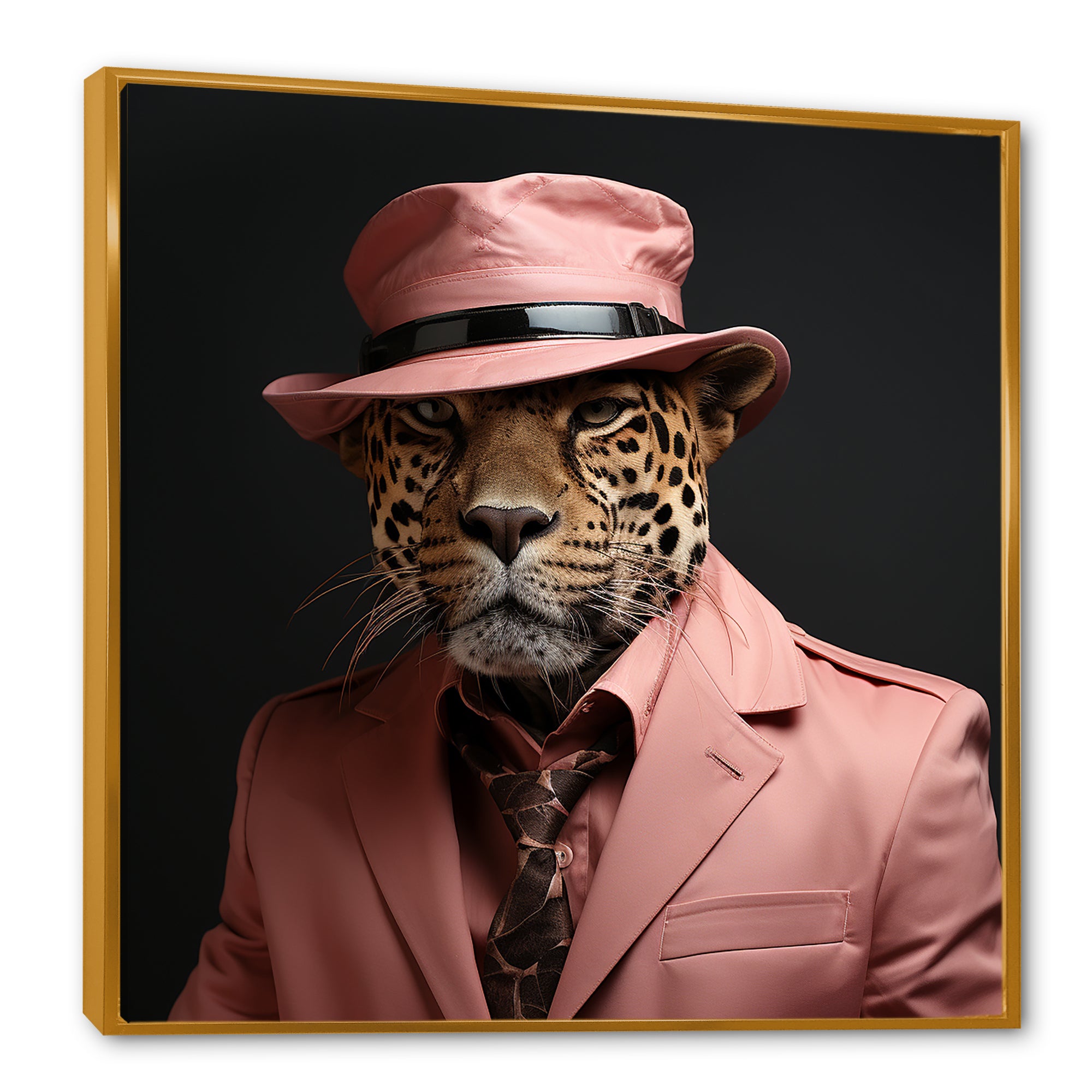 Pink suited up cheetah - Cheetah Fashion Home Decor Art