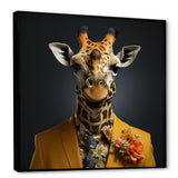 Yellow and black suited up fashion giraffe - Yellow Giraffe Fashion Wall Art