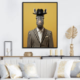Chic Zebra suit - Yellow Zebra Fashion Wall Art