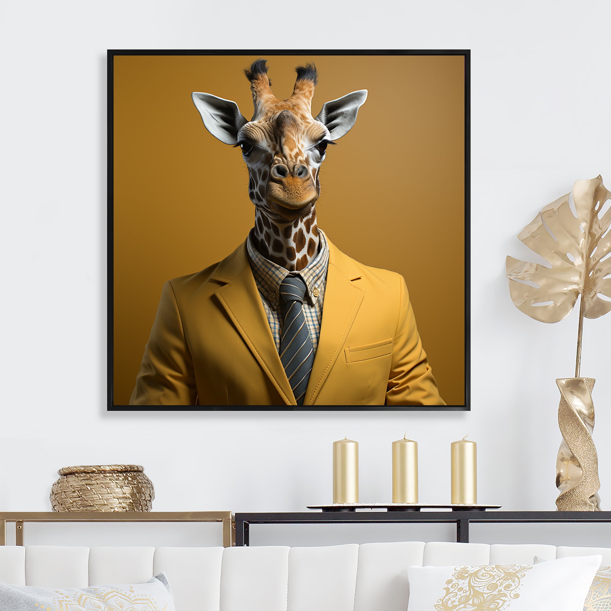 Giraffe in suit fashion Elegance - Giraffe Fashion Home Decor Art