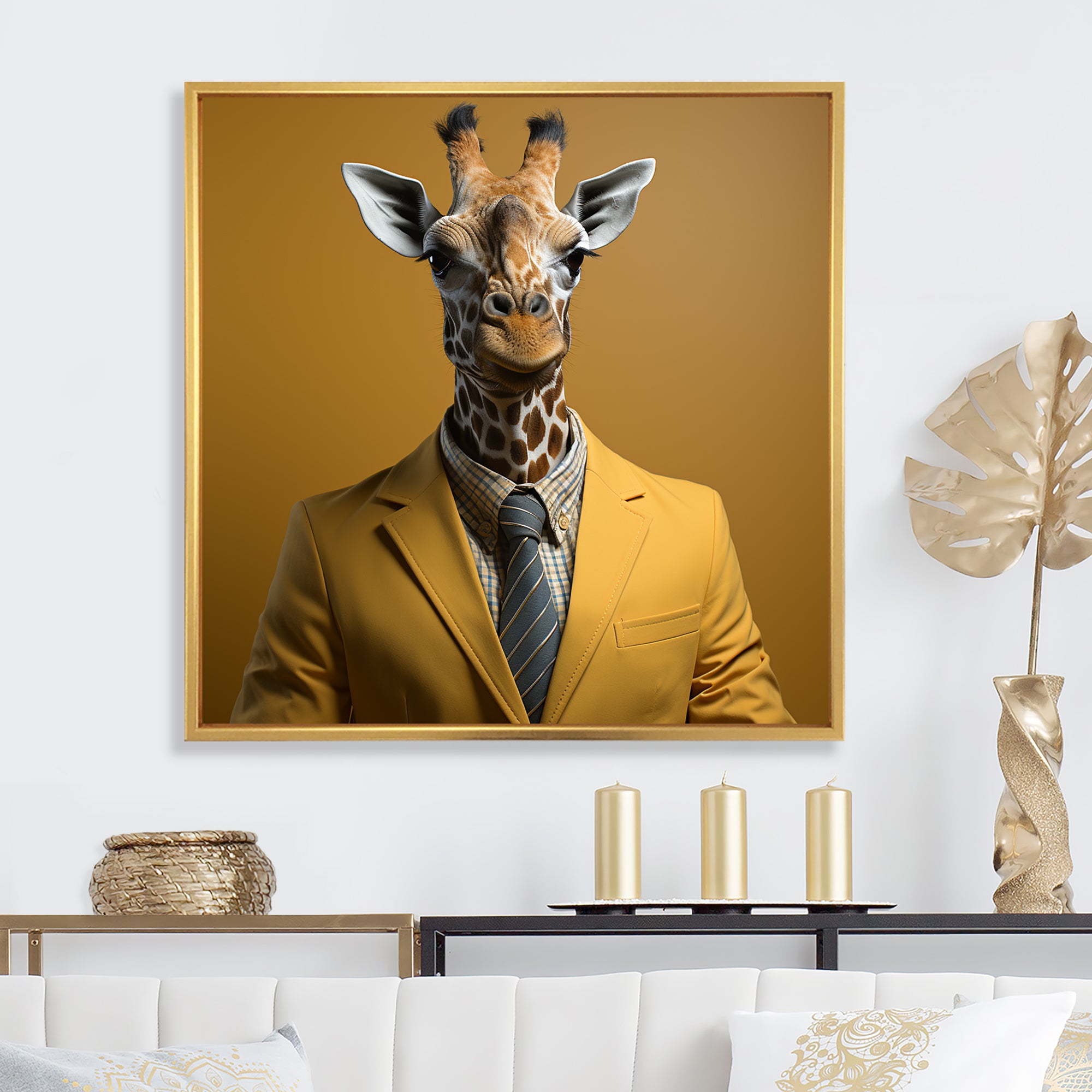 Giraffe in suit fashion Elegance - Giraffe Fashion Home Decor Art