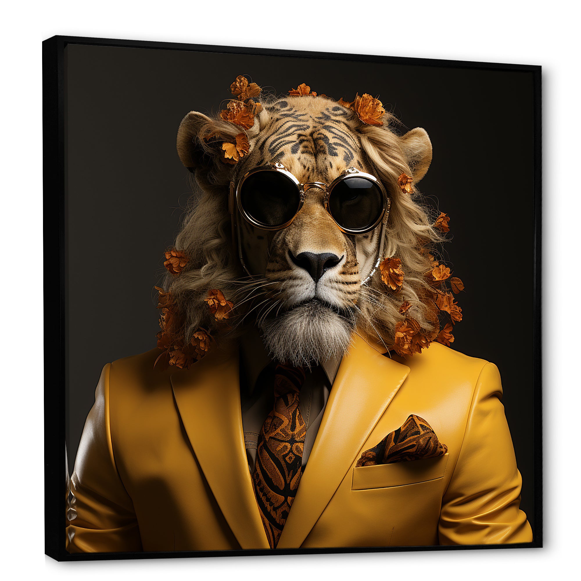 Lion in suit fashion Elegance - Lion Fashion Living Room Wall Art