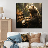 Forest bear playing piano - Bear Large Canvas Wall Art