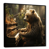 Forest bear playing piano - Bear Large Canvas Wall Art