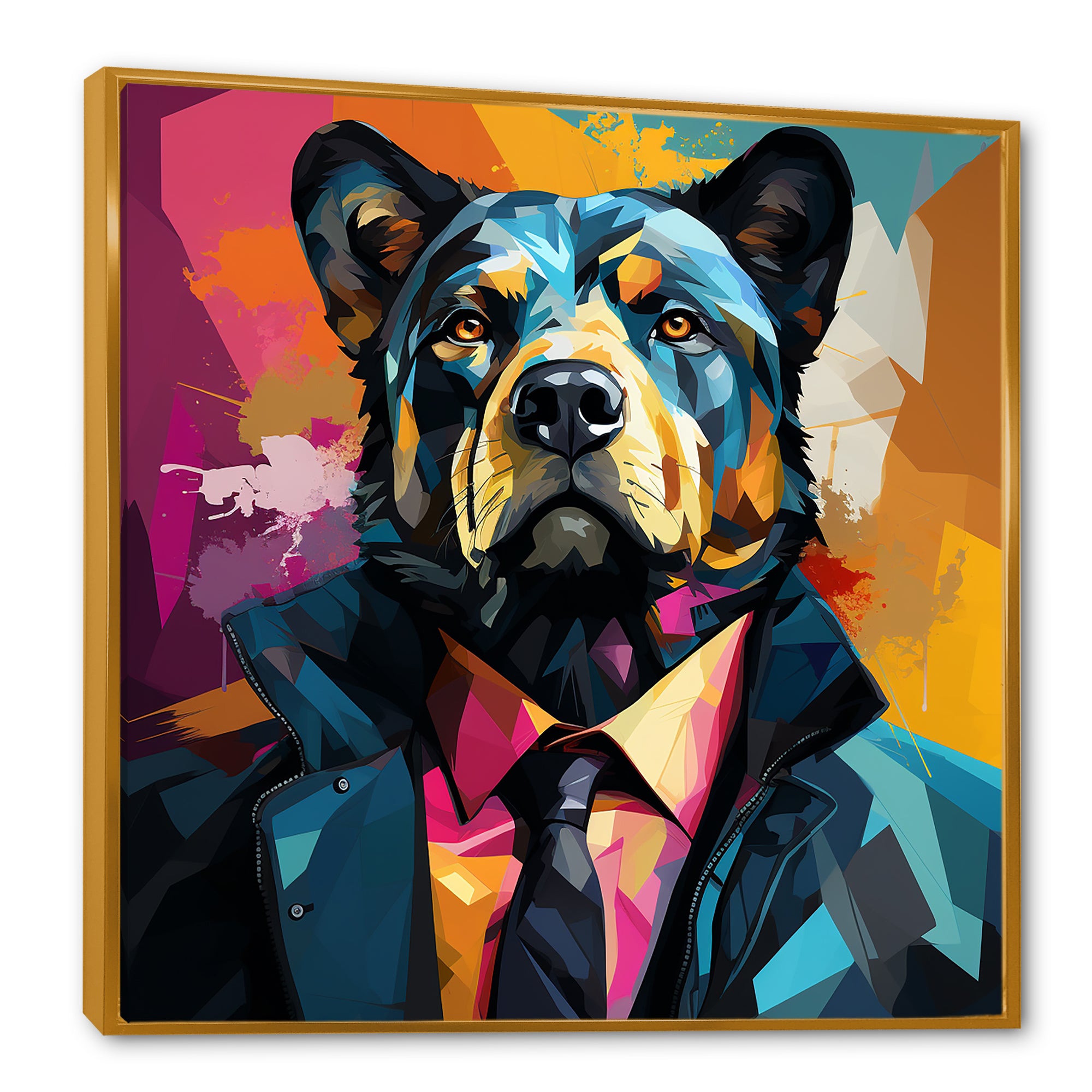 Suit up bear portrait - Bear Canvas Wall Art