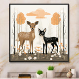 Nursery art deer family in the woods - Deer Home Decor Art