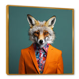 Orange and green suited up fox fashion - Orange Fox Wall Art