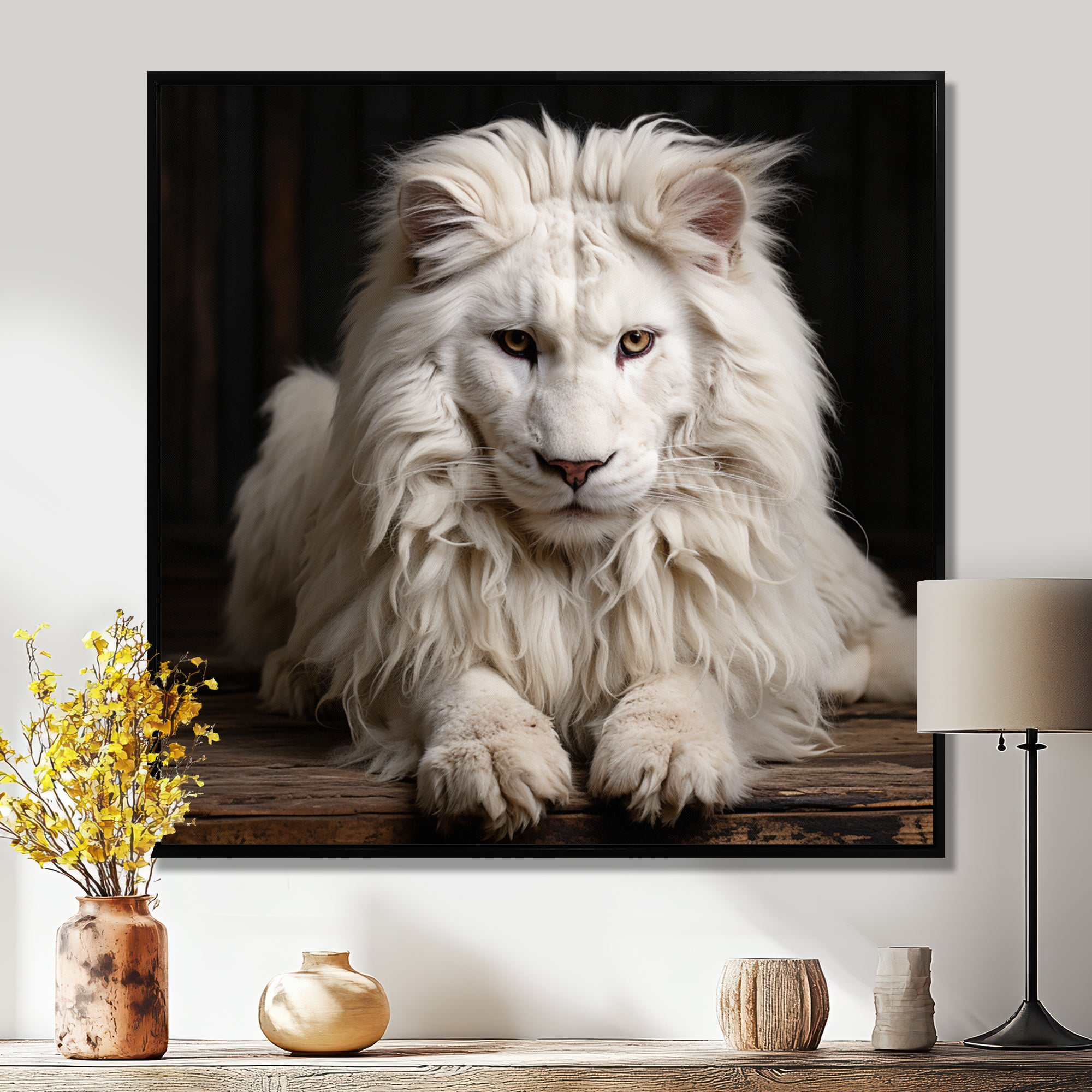 Ivory King portrait elegance - Lion Canvas Wall Art