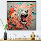 Pink and Grey Lion roar - Pink Lion Wall Art