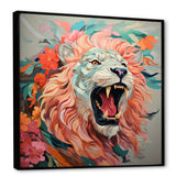 Pink and Grey Lion roar - Pink Lion Wall Art
