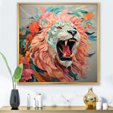 Pink and Grey Lion roar - Pink Lion Wall Art