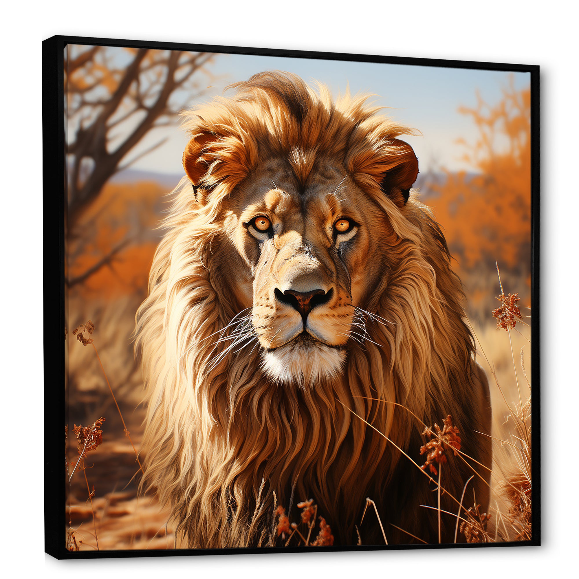 lion in an open savannah - Lion Home Decor Art