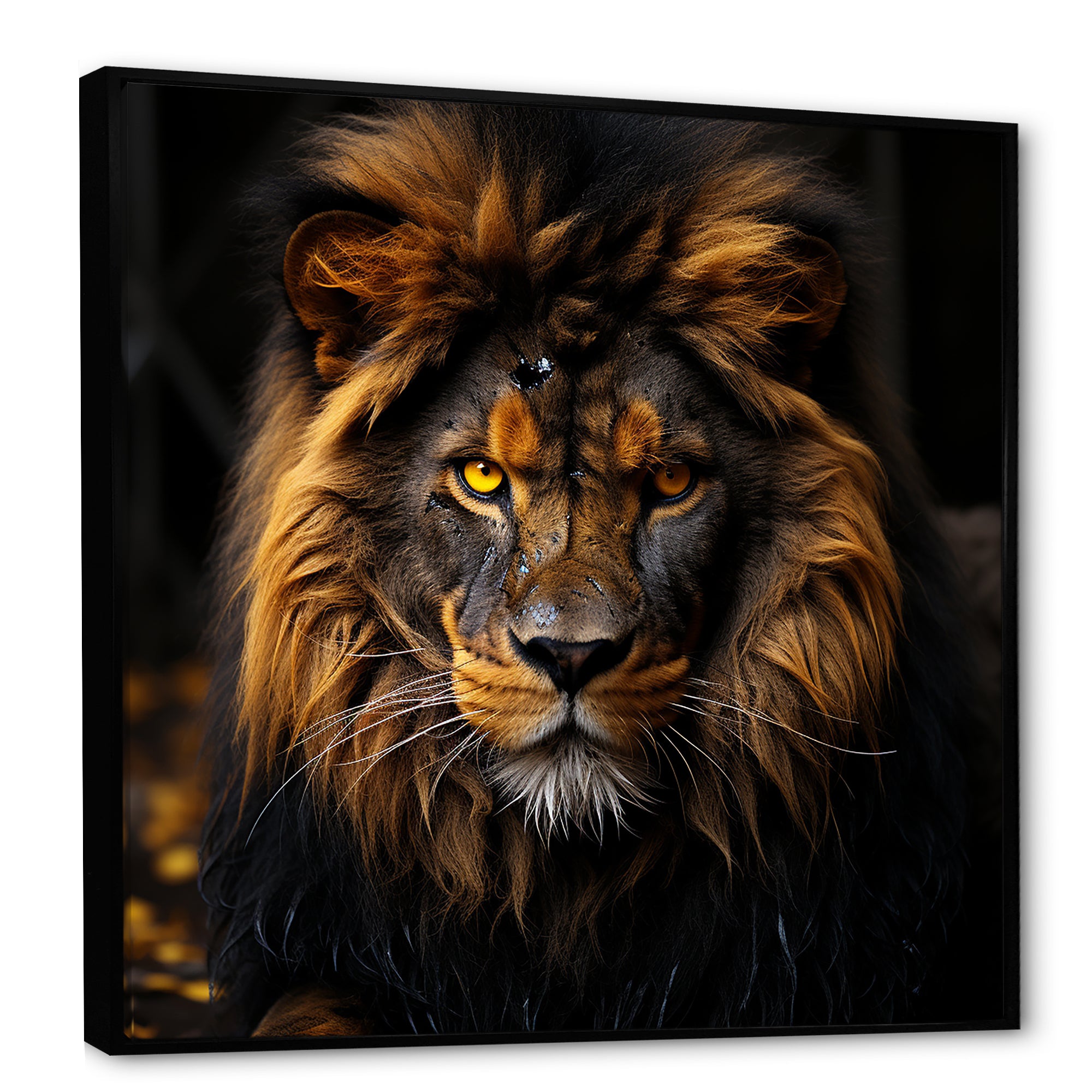 Midnight golden lion - Lion Bedroom Wall Art