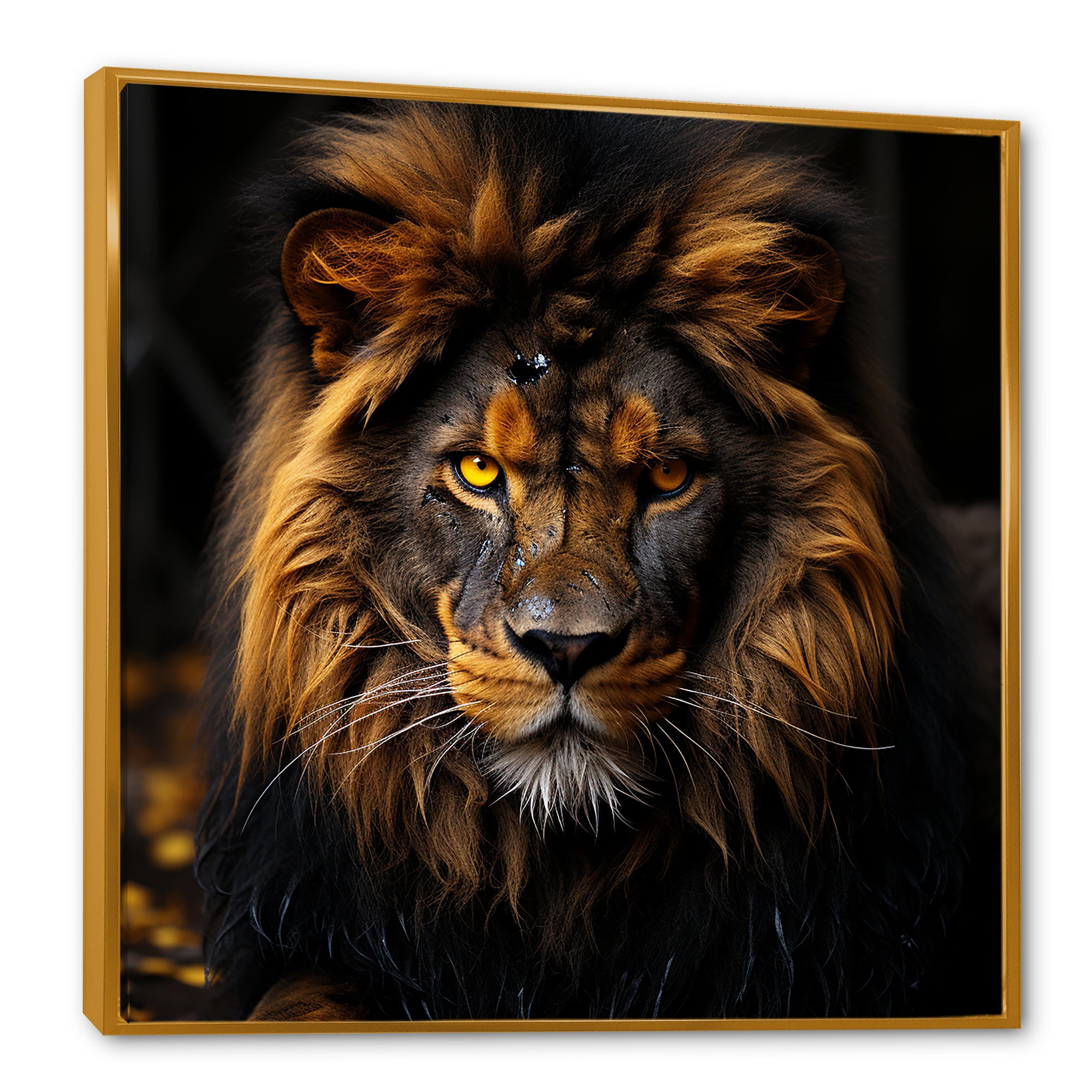 Midnight golden lion - Lion Bedroom Wall Art