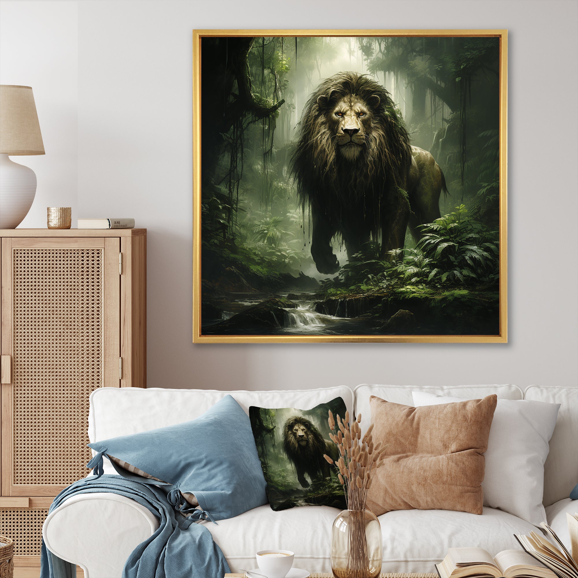 Brown and green Jungle lion Monarch - Lion Wall Art Prints