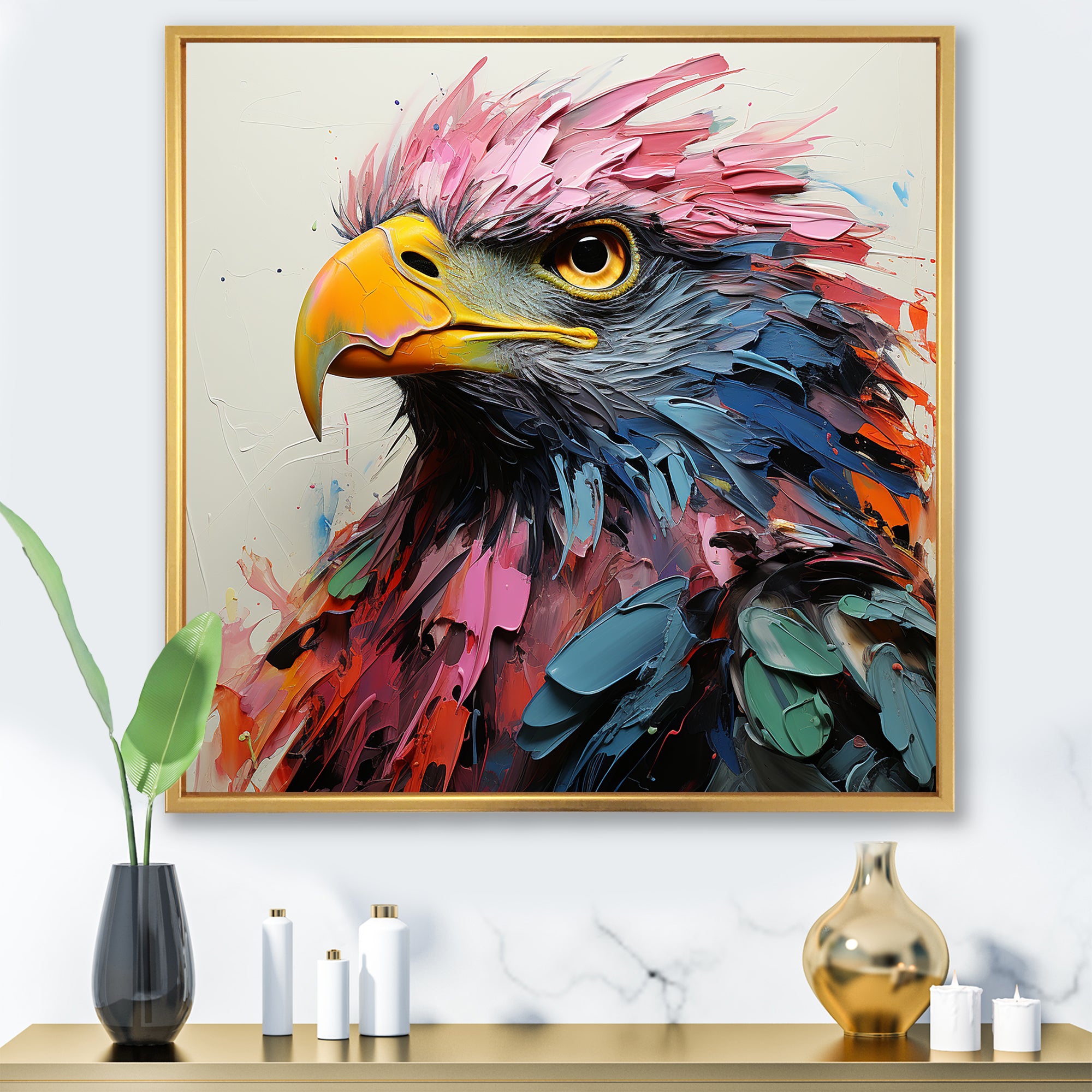 Pink and blue Majesty Eagle - Eagle Home Decor Art