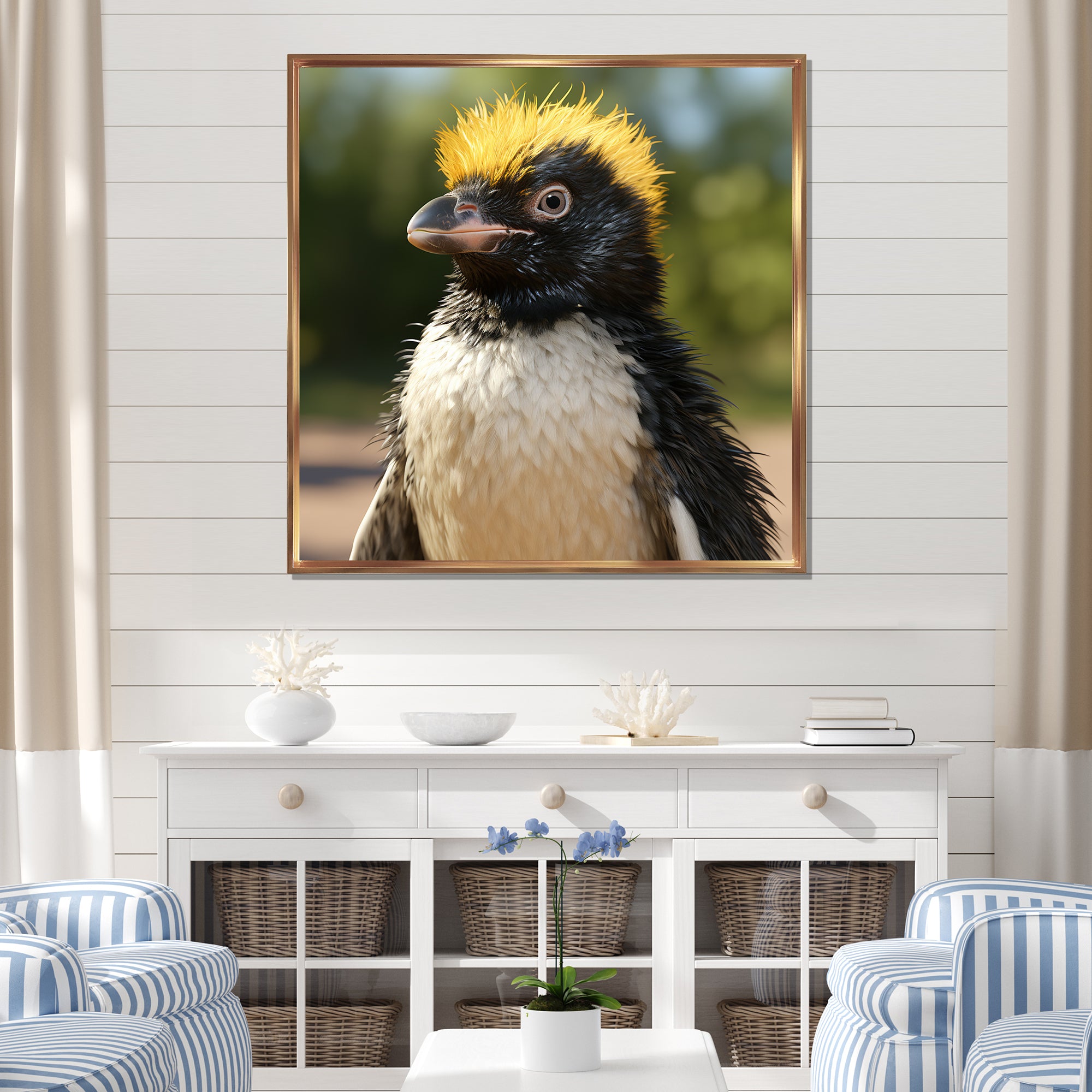 Penguin photo portrait - Black Penguin Wall Art