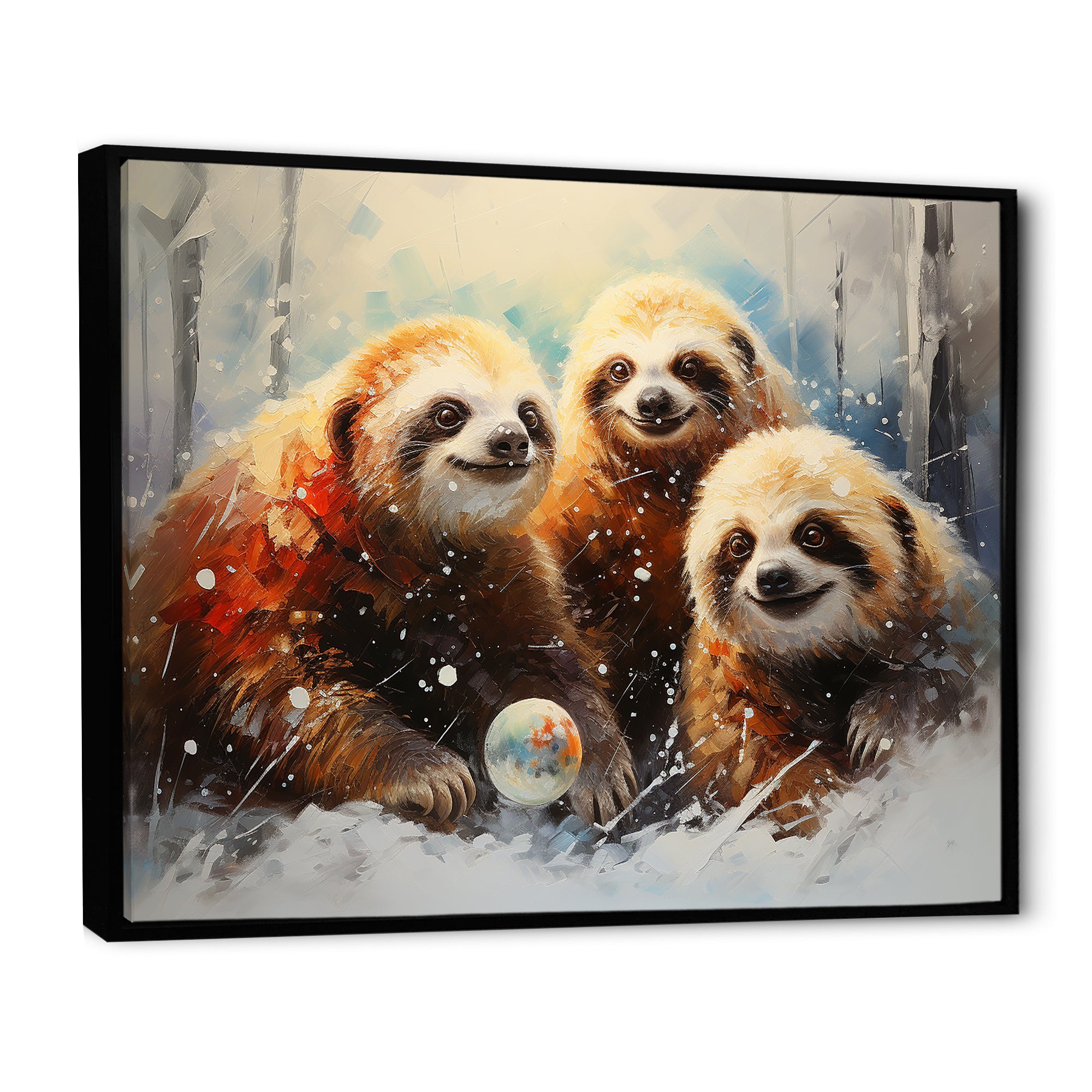 Brown Sloths winter - Brown Sloth Wall Art