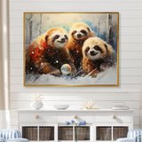 Brown Sloths winter - Brown Sloth Wall Art