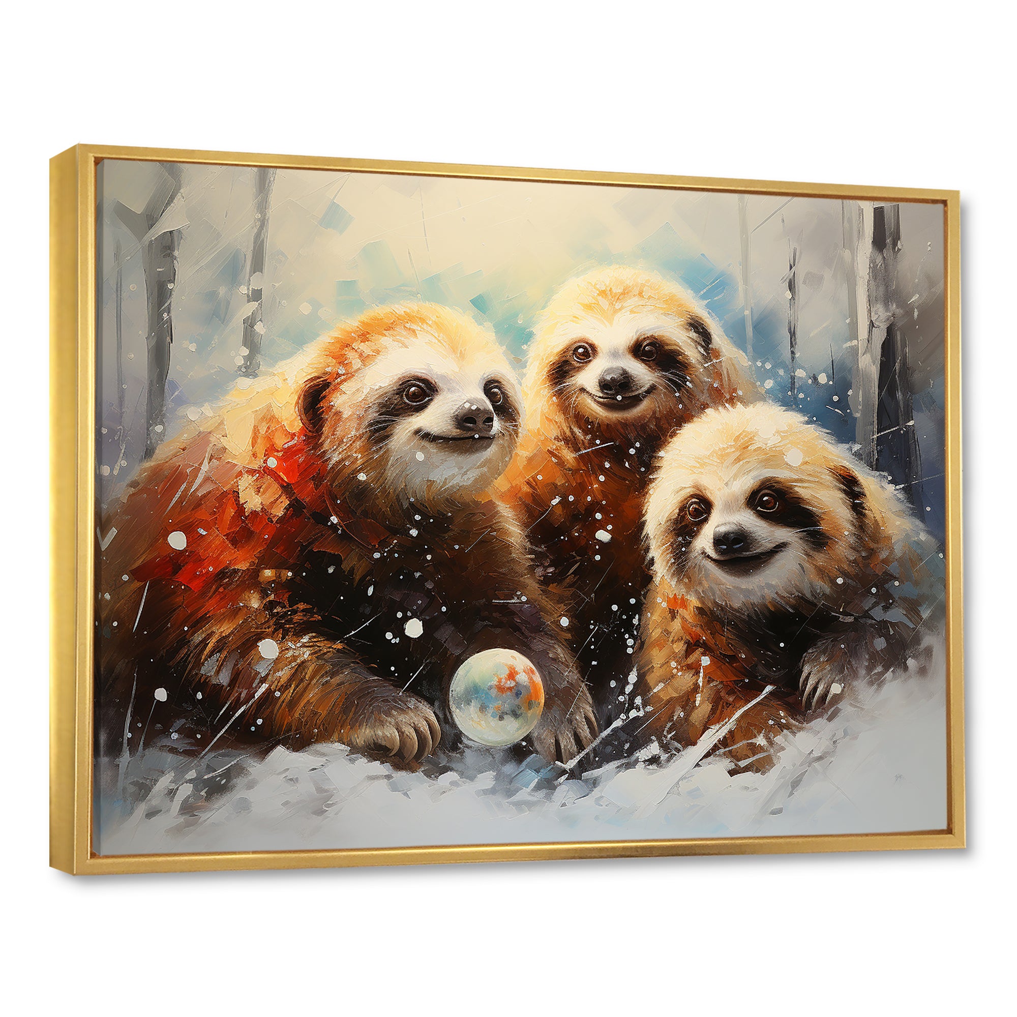 Brown Sloths winter - Brown Sloth Wall Art