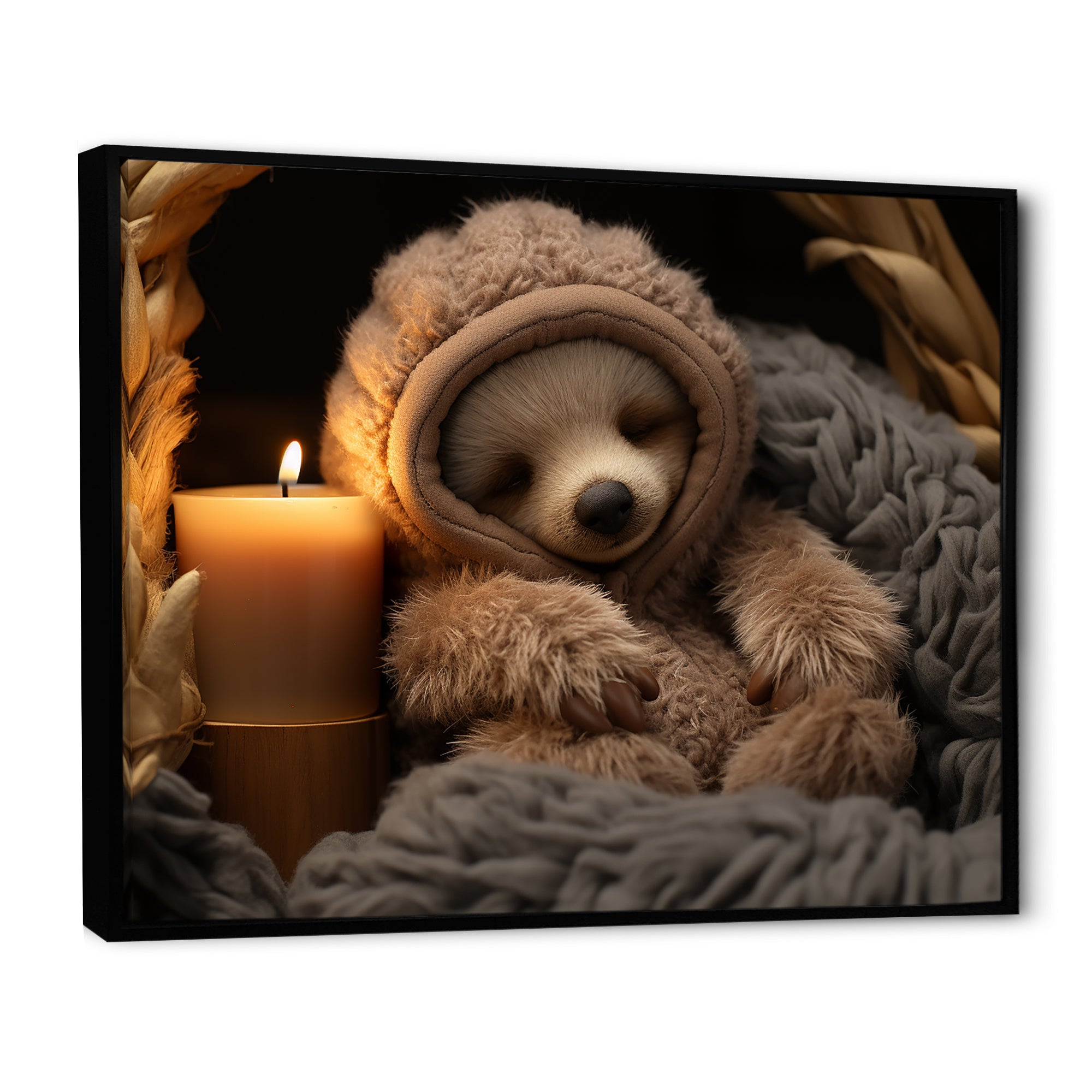Brown Sloth Serenity sleep - Sloth Framed Canvas Art
