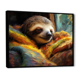 Grey and yellow Sloth Serenity sleep - Sloth Large Canvas Wall Art