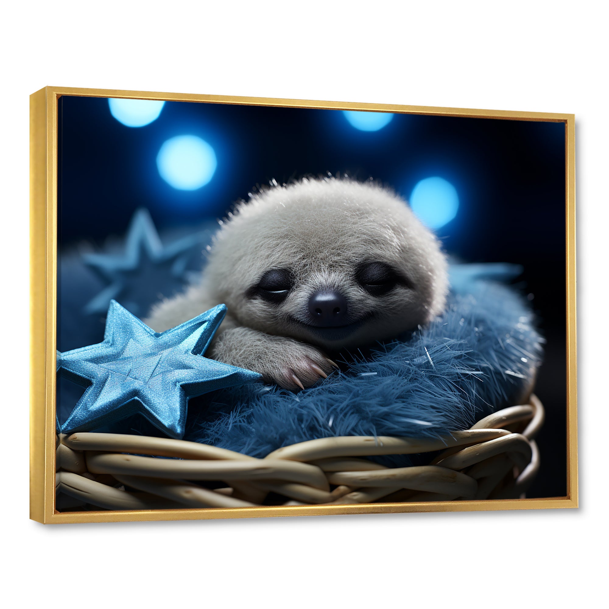 White and blue Sloth Serenity sleep - Sloth Home Decor Art