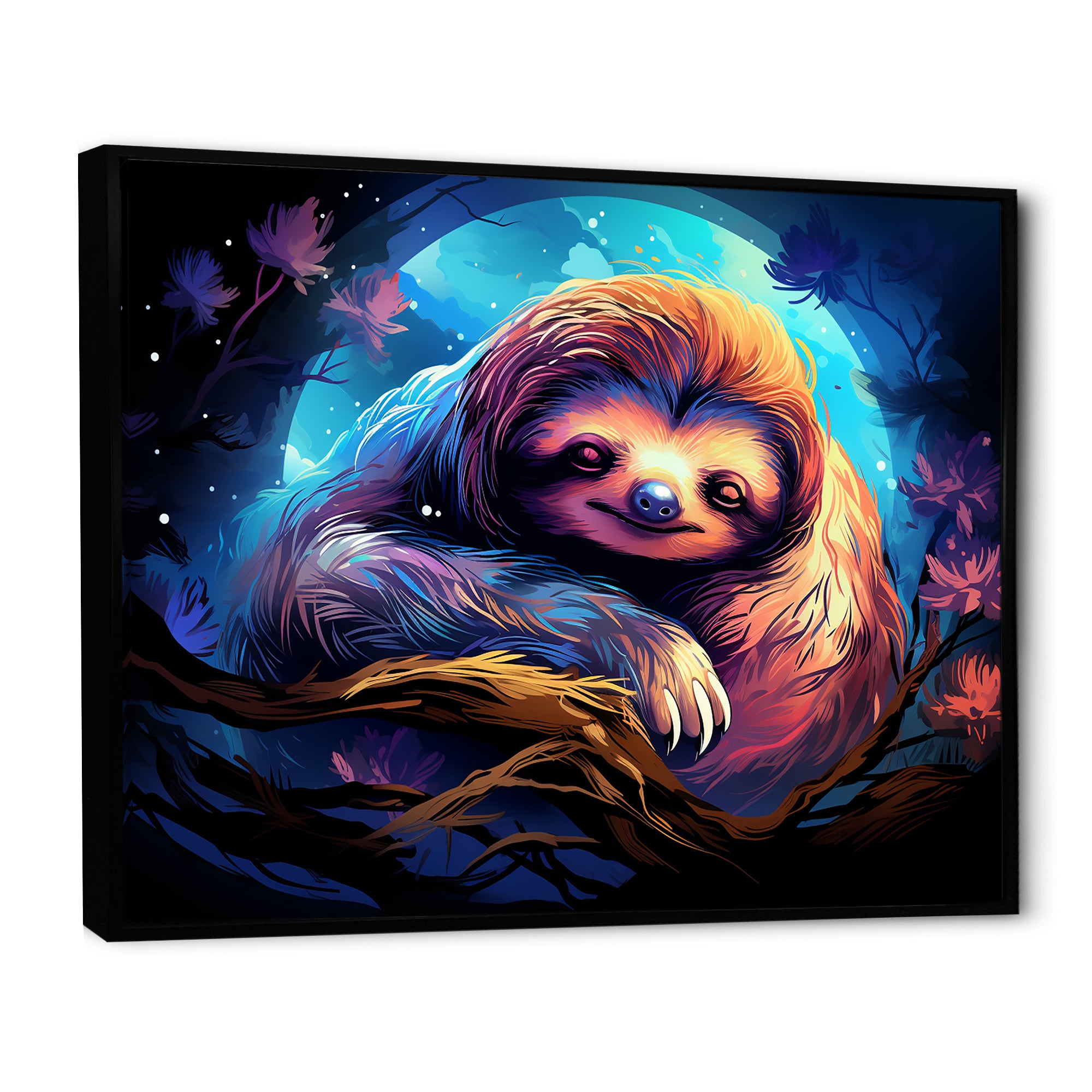 Blue and purple Sloth Serenity sleep - Sloth Living Room Wall Art