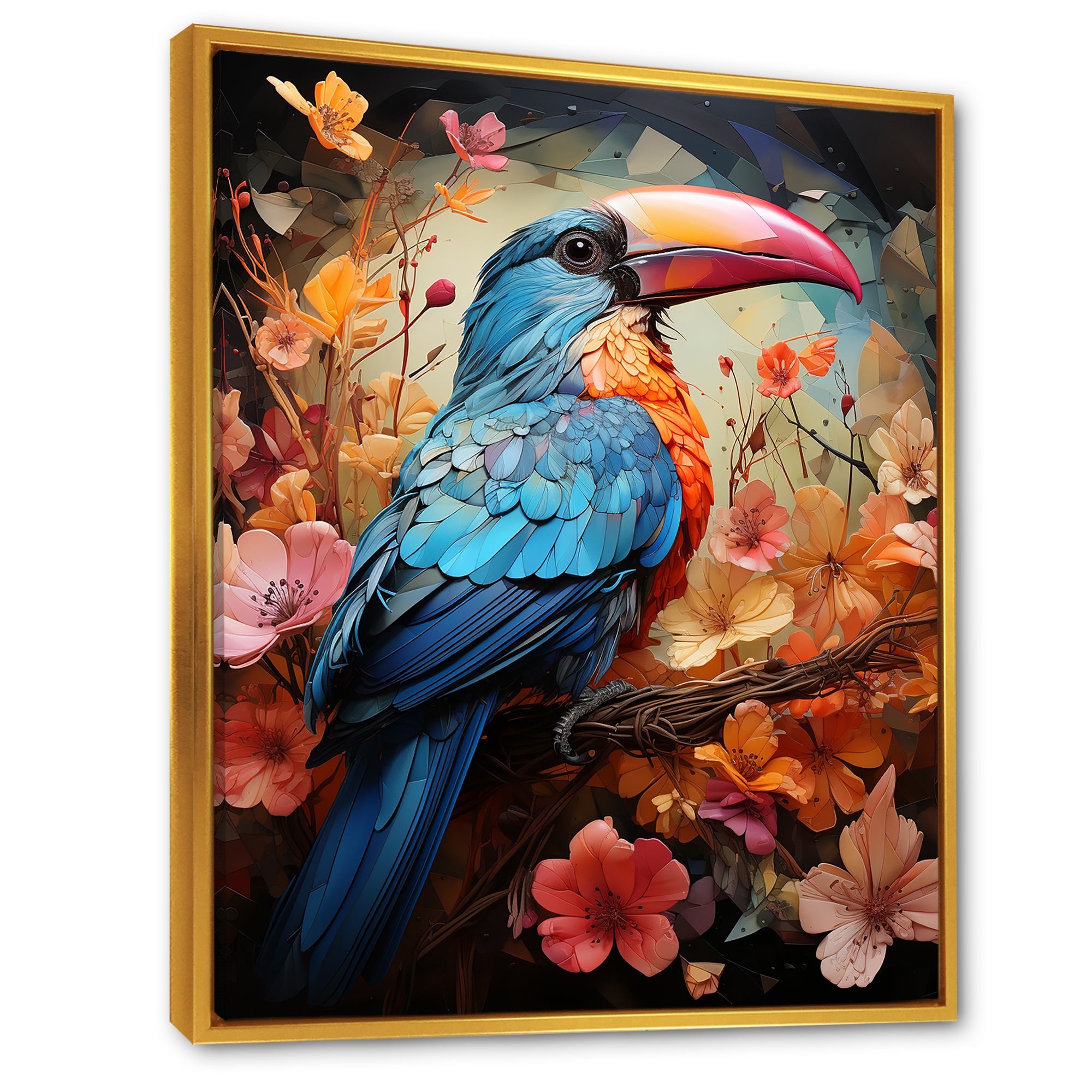 Blue and orange Toucan Treasures - Blue Toucan Wall Art
