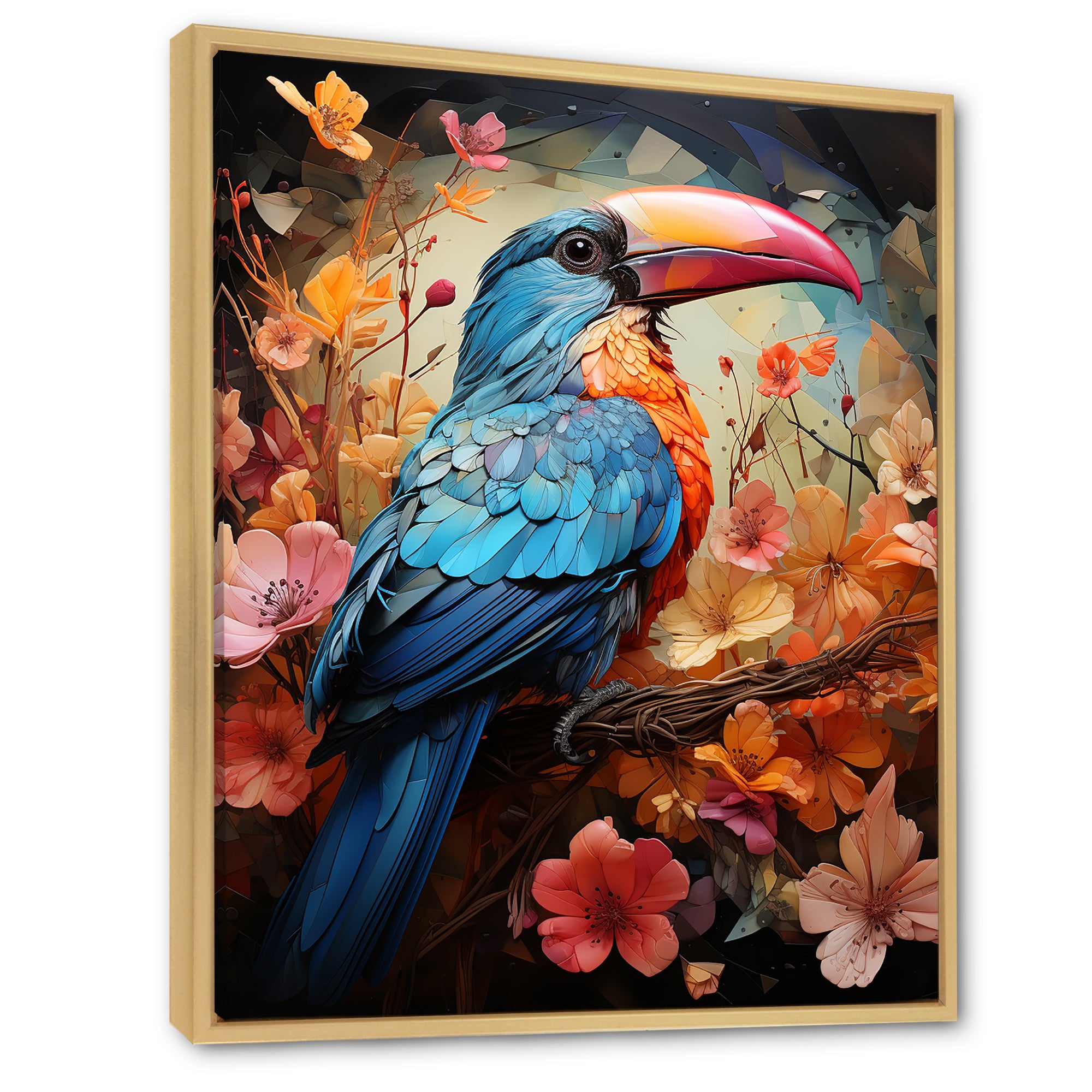 Blue and orange Toucan Treasures - Blue Toucan Wall Art