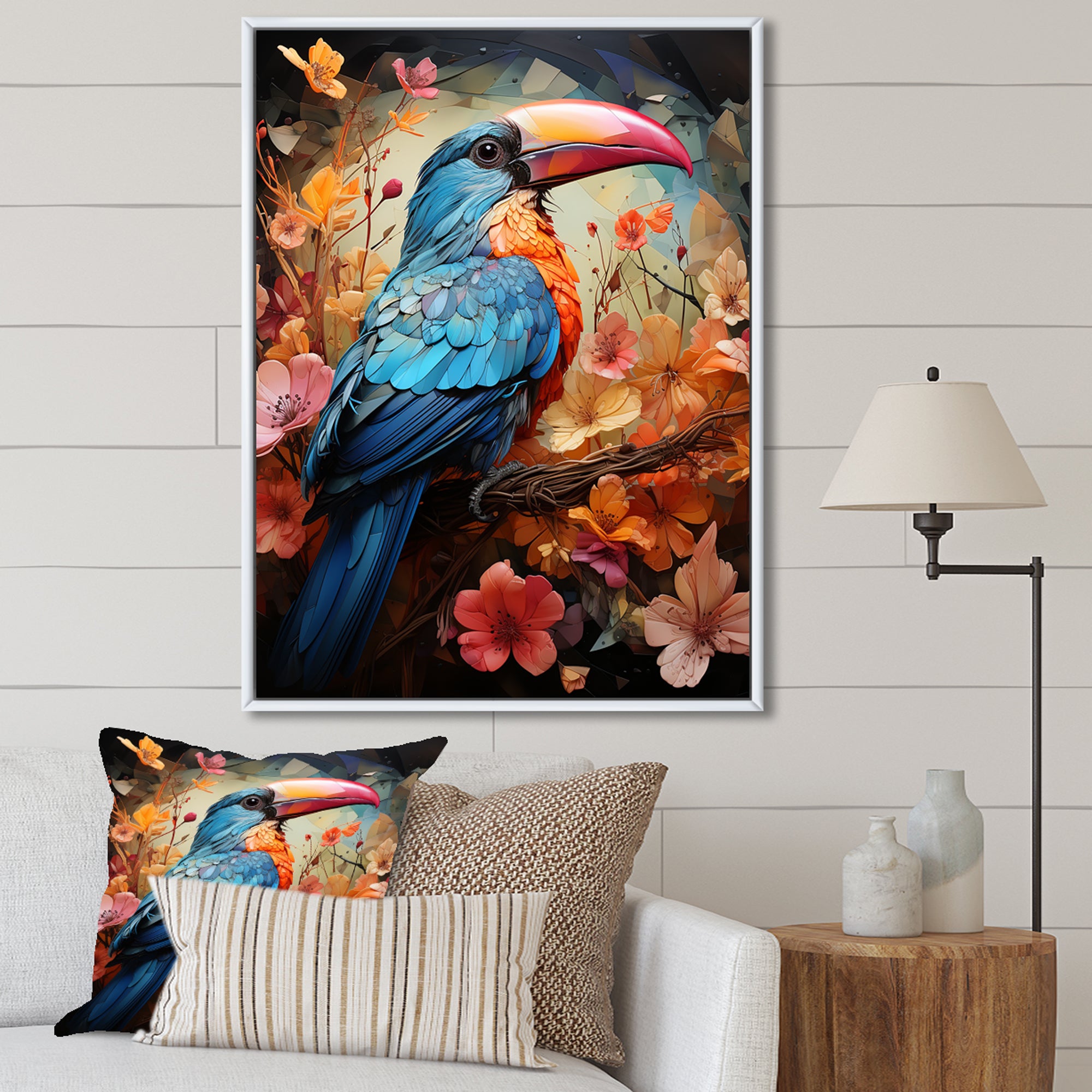 Blue and orange Toucan Treasures - Blue Toucan Wall Art