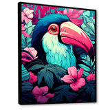 Pink and blue Tropical Toucans - Toucan Bedroom Wall Art