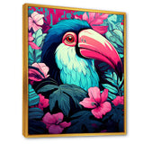 Pink and blue Tropical Toucans - Toucan Bedroom Wall Art