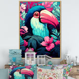 Pink and blue Tropical Toucans - Toucan Bedroom Wall Art