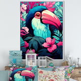 Pink and blue Tropical Toucans - Toucan Bedroom Wall Art