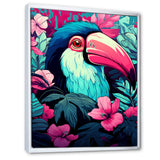 Pink and blue Tropical Toucans - Toucan Bedroom Wall Art