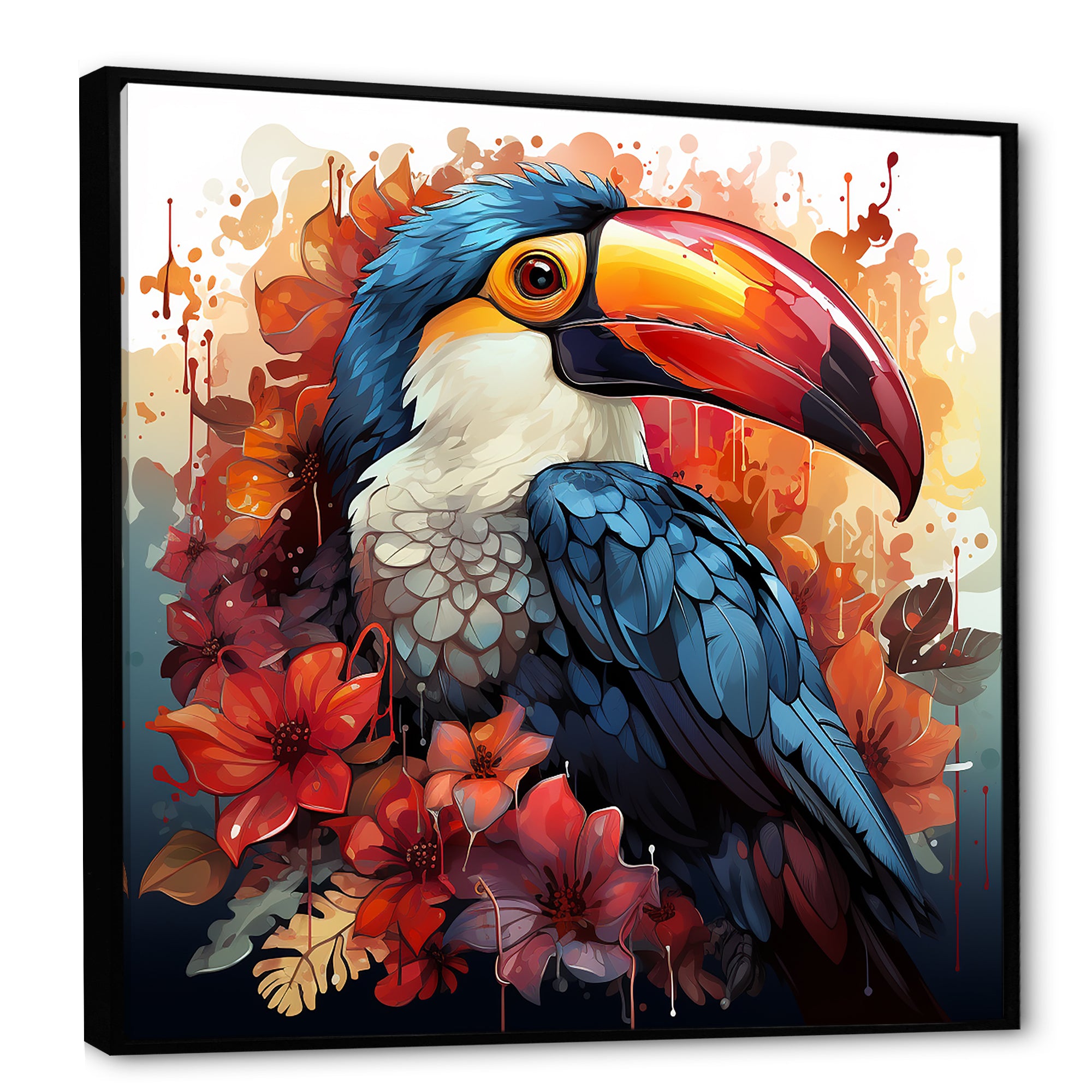 Blue and red Tropical Toucans - Toucan Canvas Wall Art
