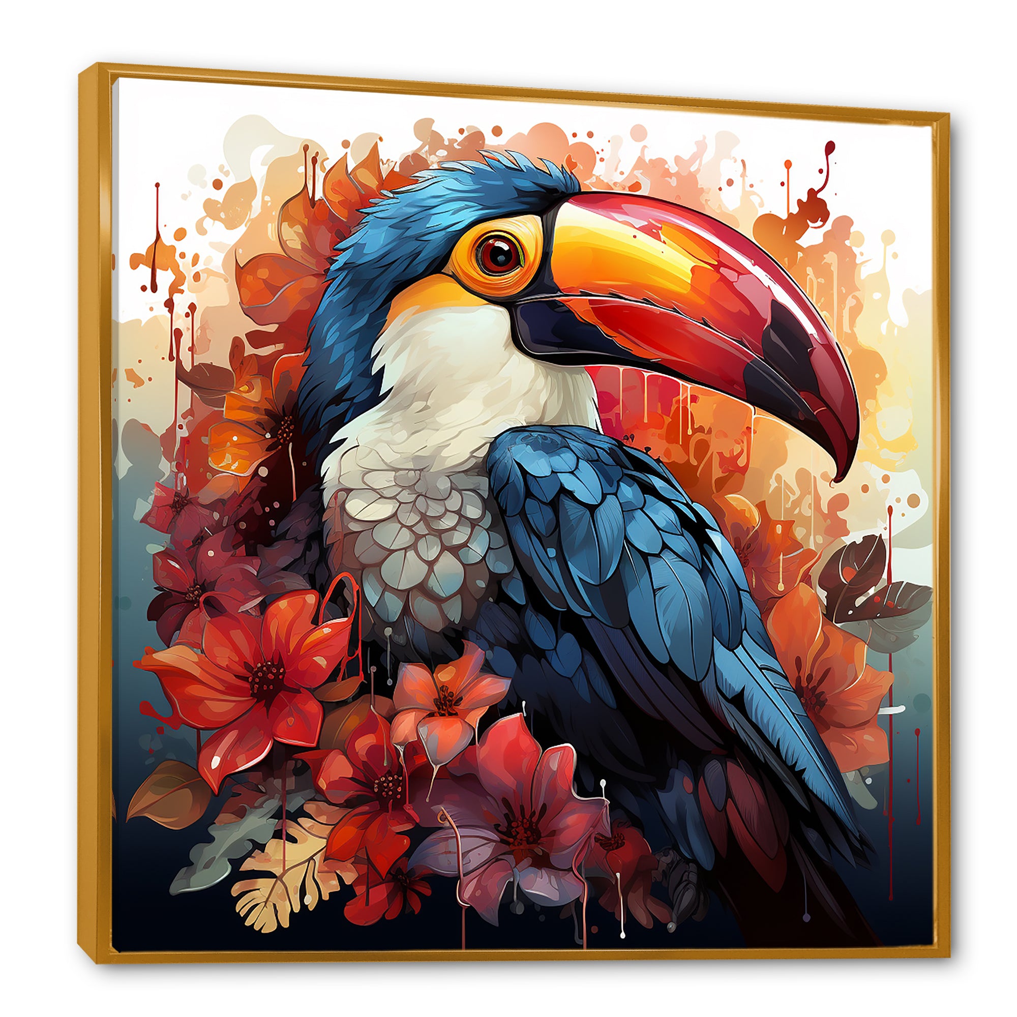 Blue and red Tropical Toucans - Toucan Canvas Wall Art