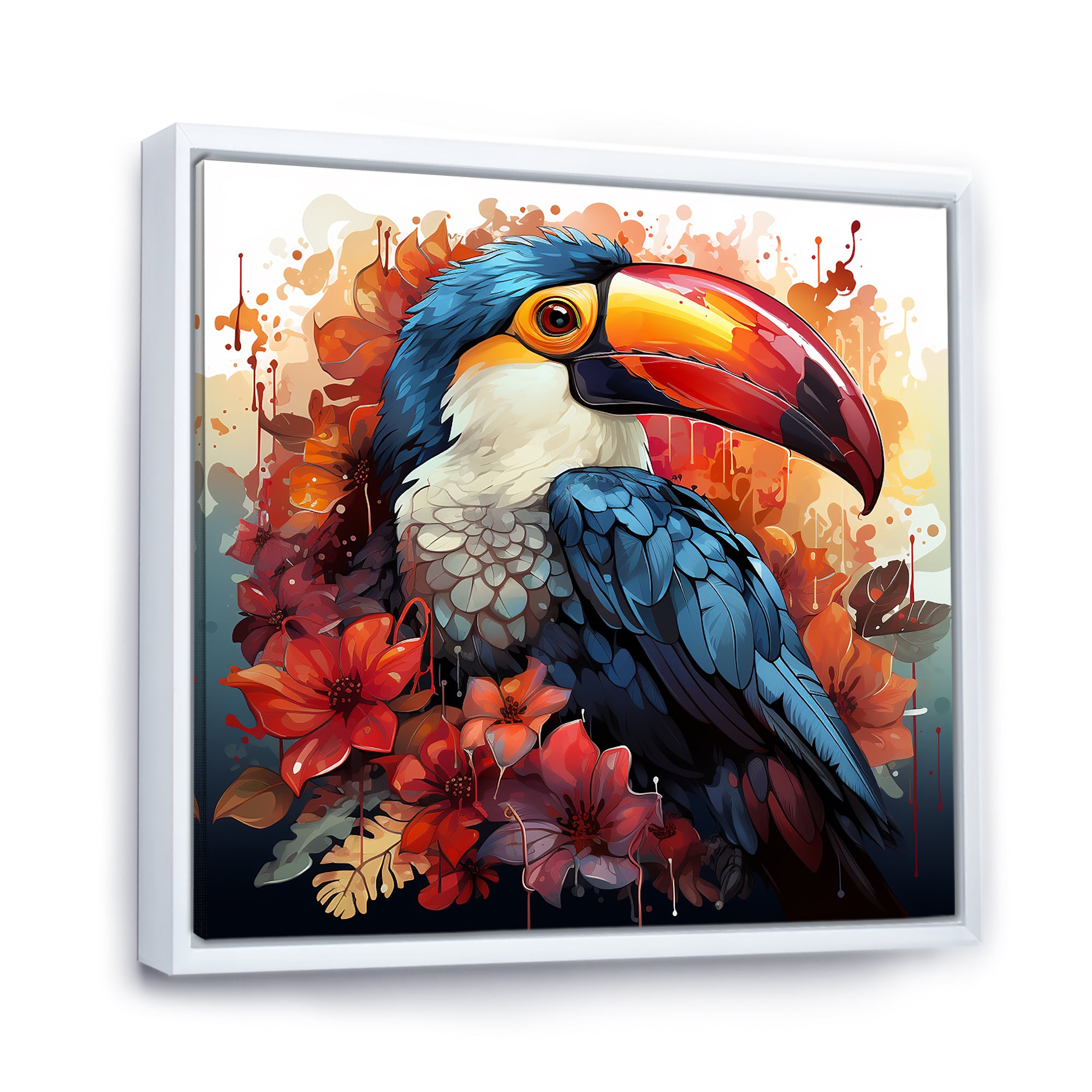 Blue and red Tropical Toucans - Toucan Canvas Wall Art