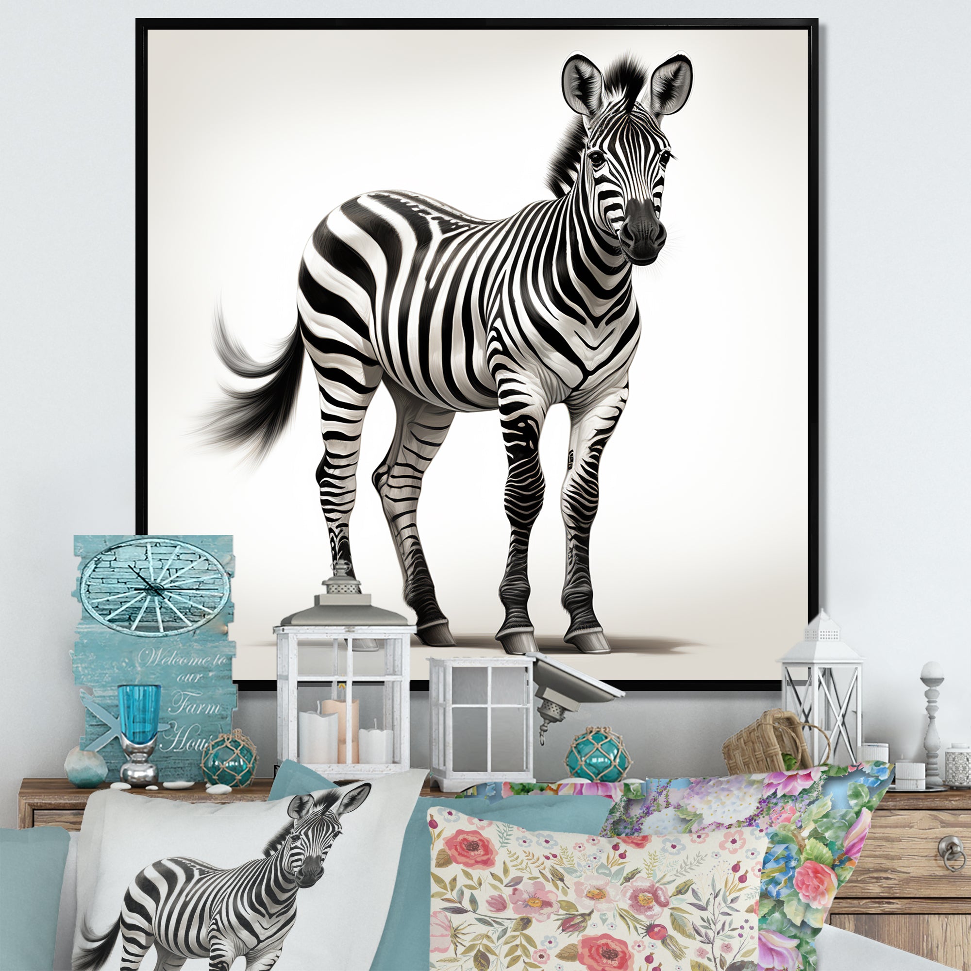 Minimalism Zebra elegance - Black Zebra Wall Art