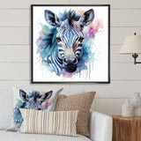 Blue and pink Zebra Savannah - Zebra Living Room Wall Art
