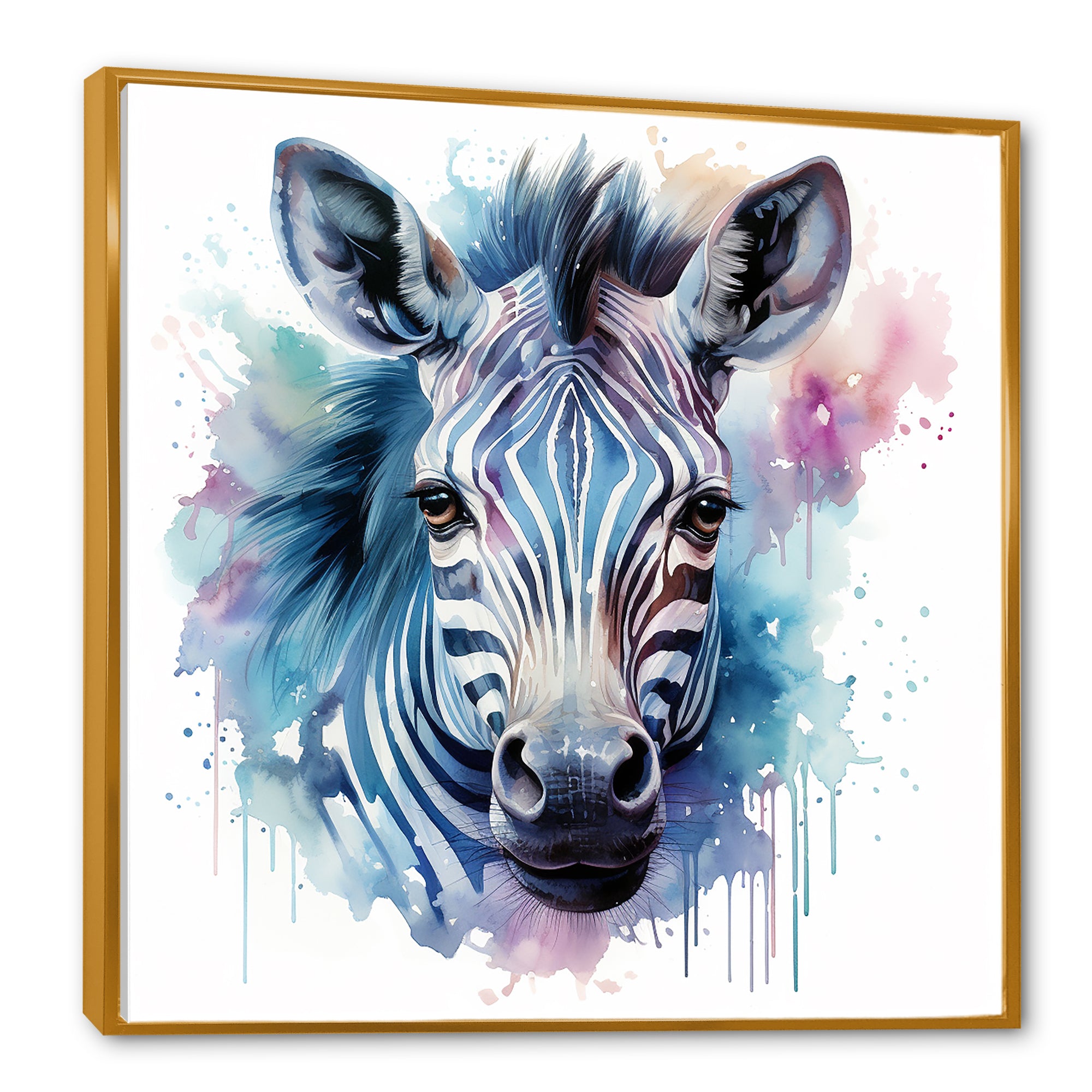 Blue and pink Zebra Savannah - Zebra Living Room Wall Art