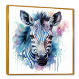 Blue and pink Zebra Savannah - Zebra Living Room Wall Art