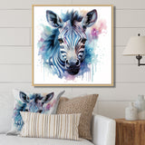 Blue and pink Zebra Savannah - Zebra Living Room Wall Art