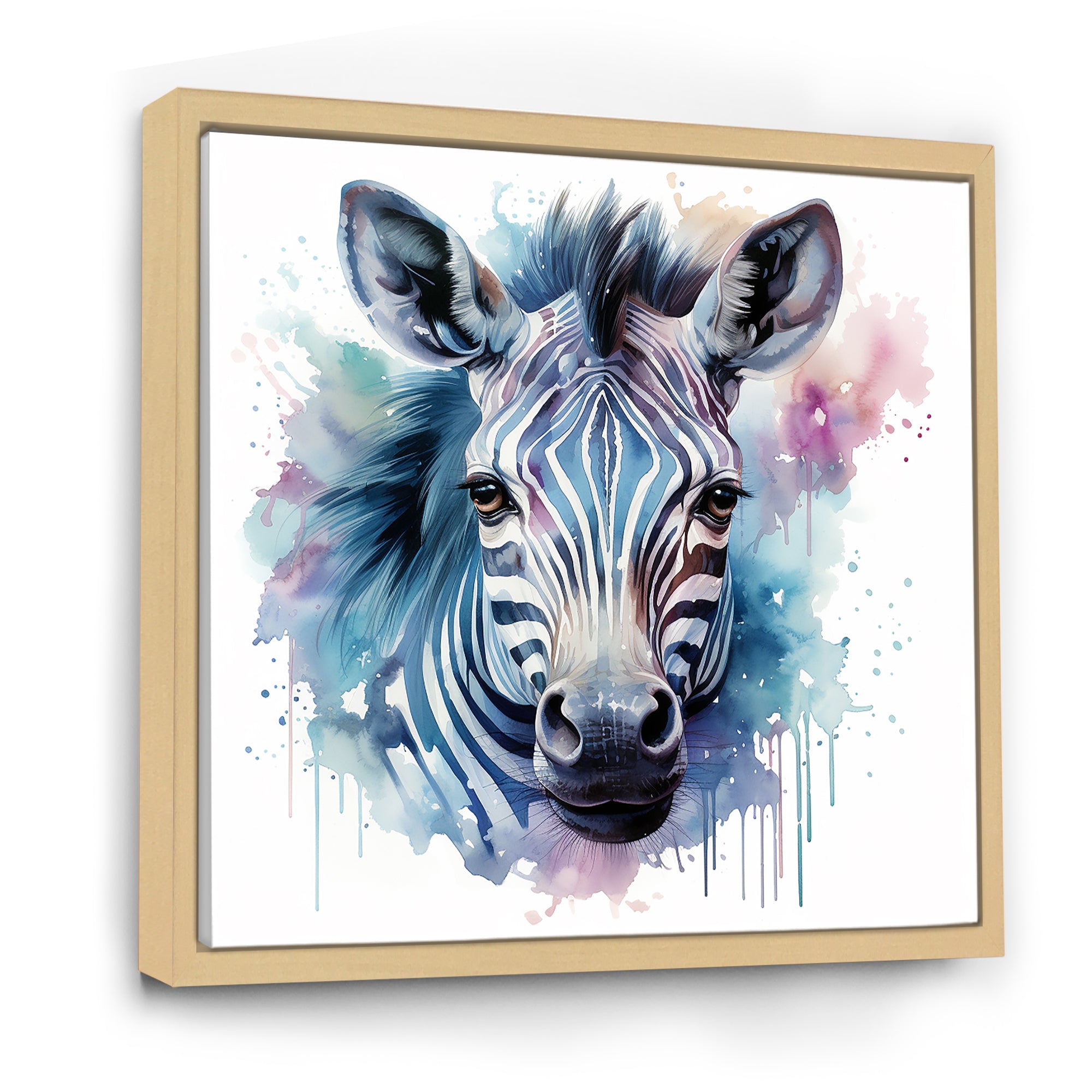 Blue and pink Zebra Savannah - Zebra Living Room Wall Art