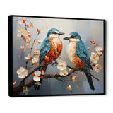 Orange and blue birds on blossom tree - Bird Living Room Wall Art