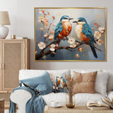 Orange and blue birds on blossom tree - Bird Living Room Wall Art