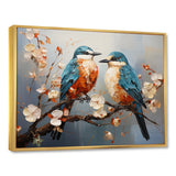 Orange and blue birds on blossom tree - Bird Living Room Wall Art