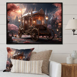 Floral Pink Princess Carriage - Old American Cart Canvas Wall Art
