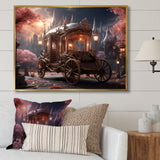 Floral Pink Princess Carriage - Old American Cart Canvas Wall Art